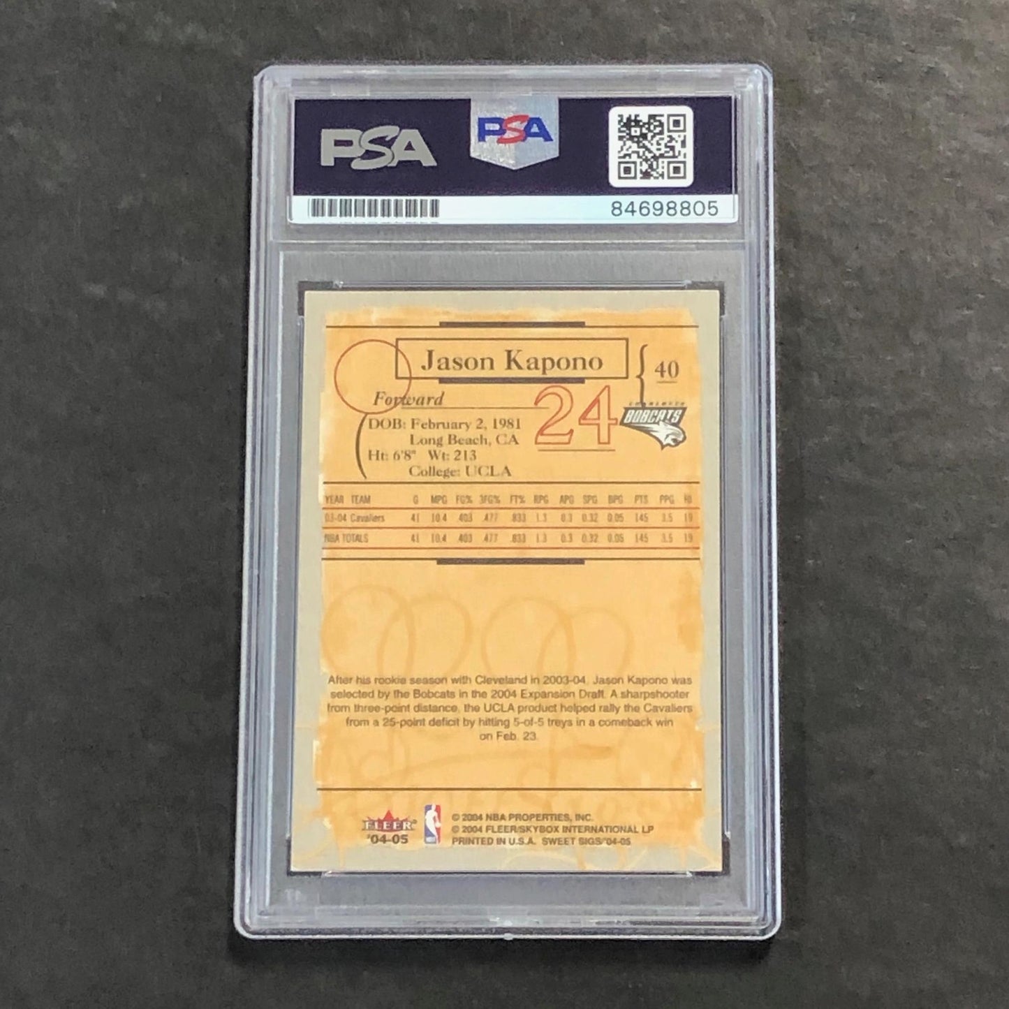 2004-05 Fleer Sweet Sigs #40 Jason Kapono Signed Card AUTO PSA/DNA Slabbed Bobca