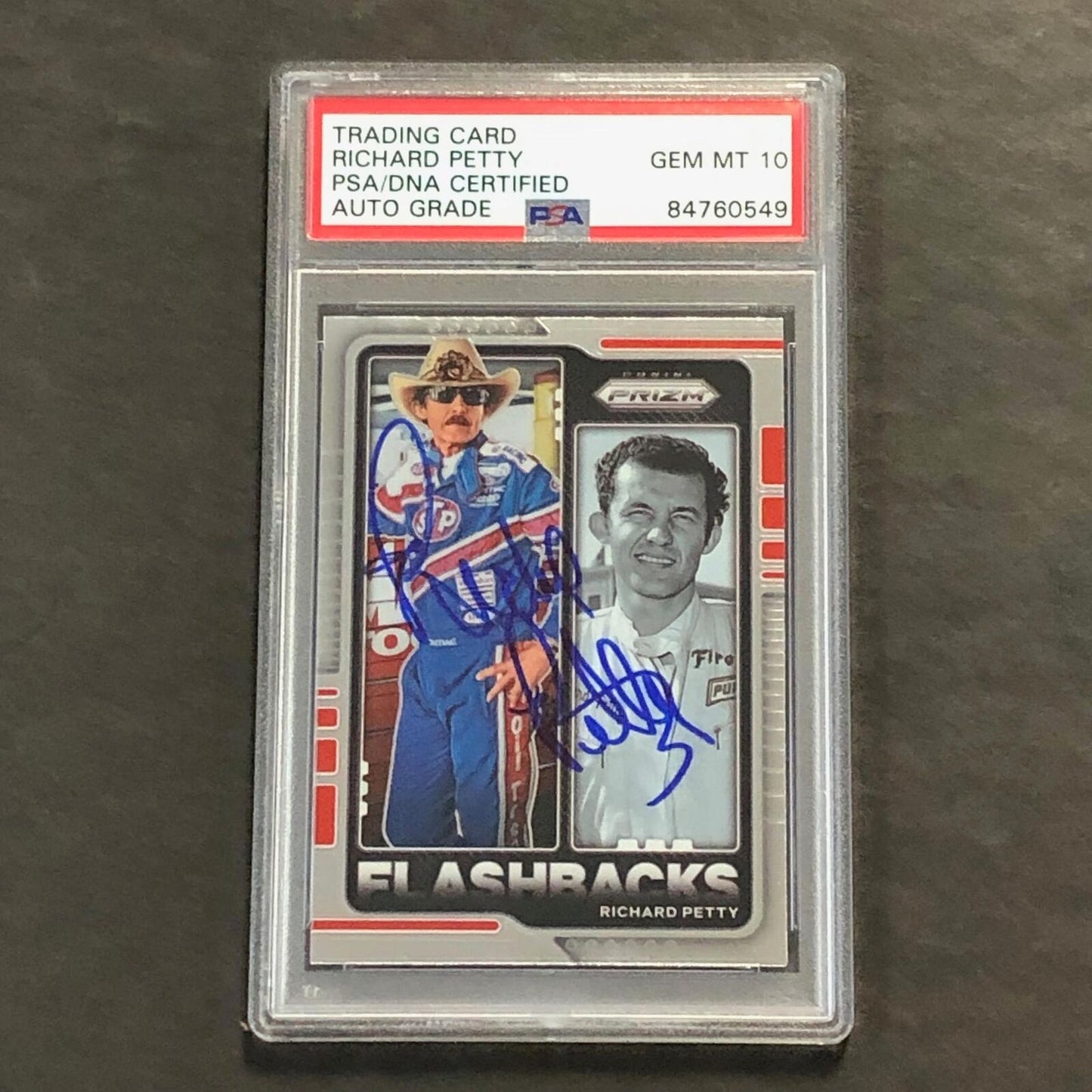 2021 Panini Prizm Racing Flashbacks #77 Richard Petty Signed Card AUTO 10 PSA Sl