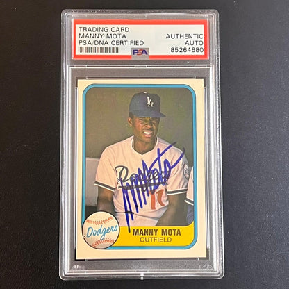 1981-82 Fleer #141 Manny Mota Signed Card PSA/DNA Slabbed AUTO Dodgers