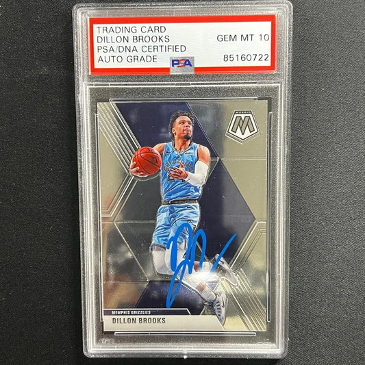 2019-20 Panini Mosaic #66 Dillon Brooks Signed Card AUTO 10 PSA Slabbed Grizzlie