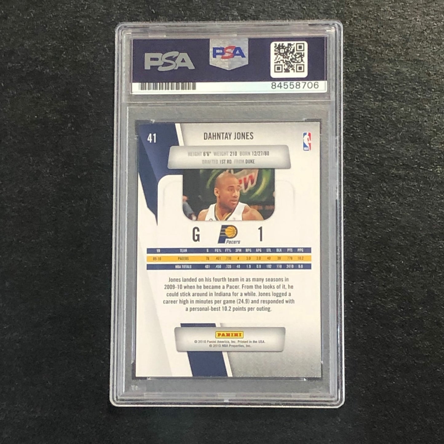 2010-11 Panini Prestige #41 Dahntay Jones Signed Card AUTO PSA Slabbed Pacers