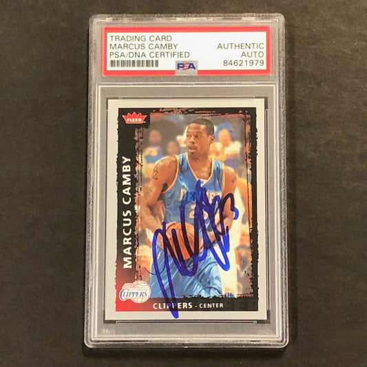 2008-09 Fleer #179 Marcus Camby Signed AUTO PSA Slabbed Clippers