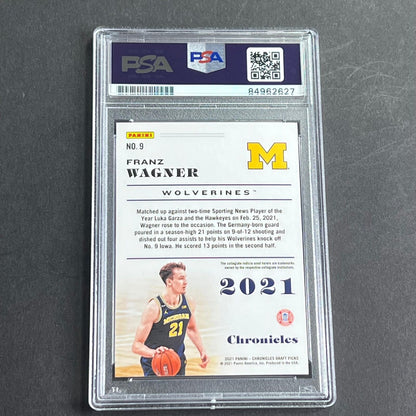 2021 Chronicles Draft Picks #9 Franz Wagner Signed Card AUTO Grade 10 PSA Slabbe