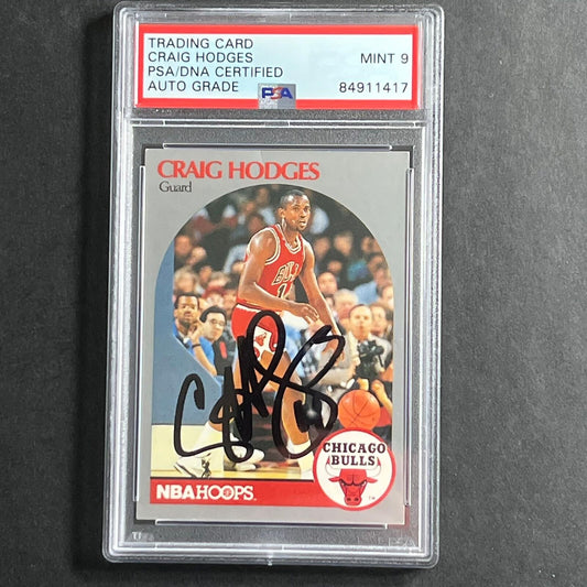 1990 NBA Hoops #64 Craig Hodges Signed Card AUTO 9 PSA Slabbed Bulls