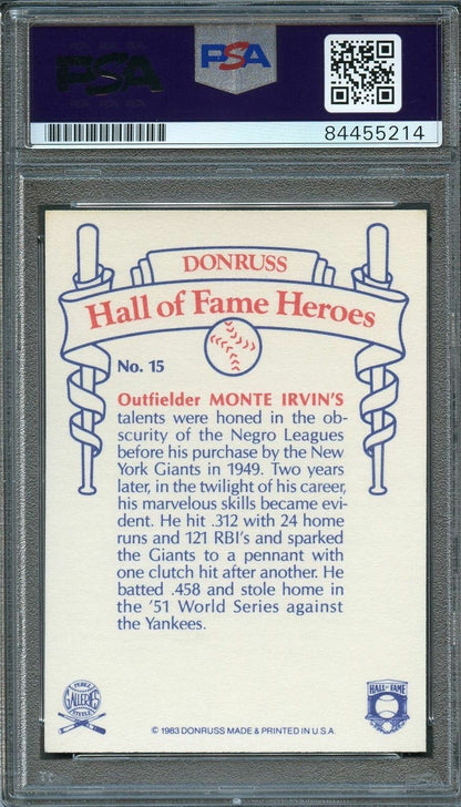 1983 Donruss #15 Monte Irvin Signed Score Card PSA Slabbed Auto Giants