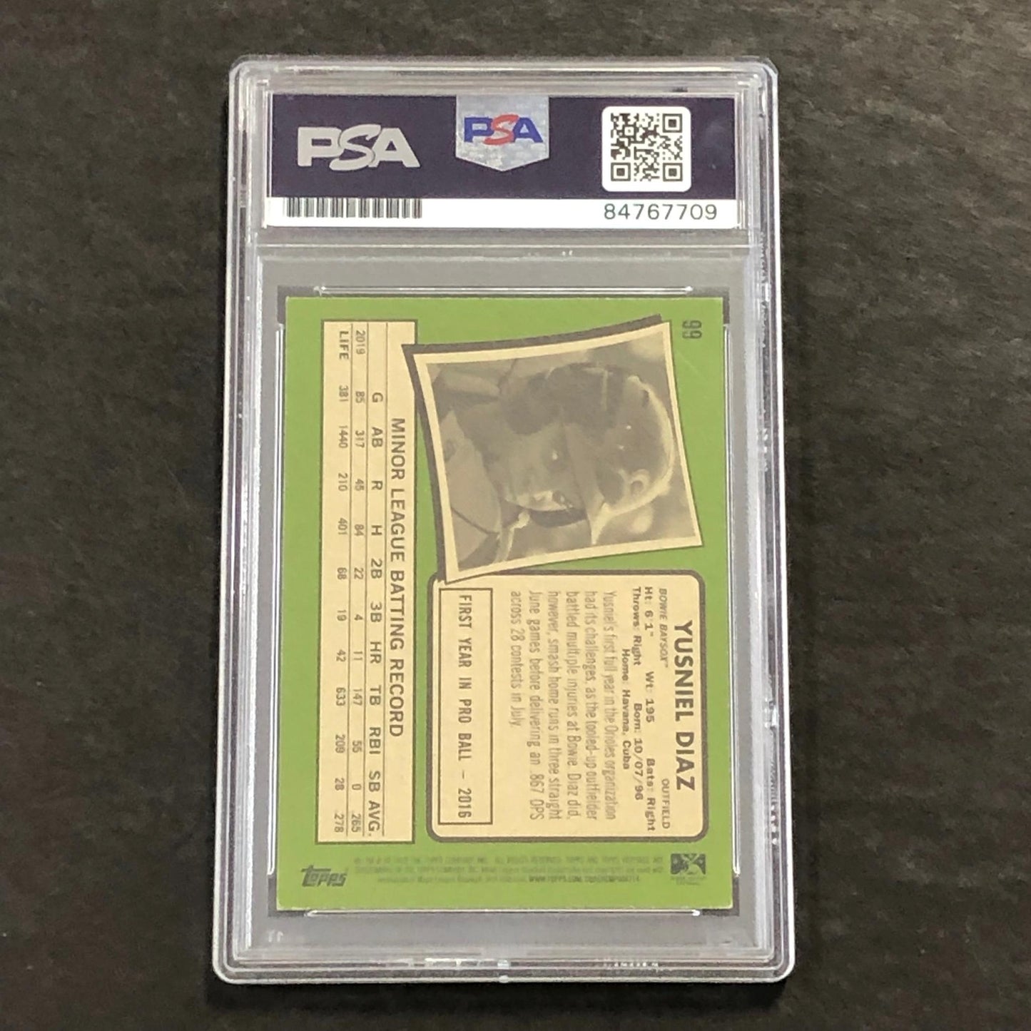 2020 Topps Heritage #99 Yusniel Diaz Signed Card PSA Slabbed Auto Dodgers