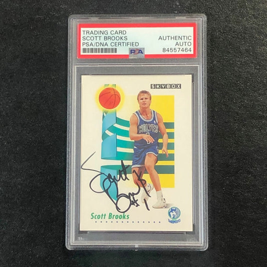 1991-92 SKYBOX #167 Scott Brooks Signed Card AUTO PSA Slabbed Timberwolves