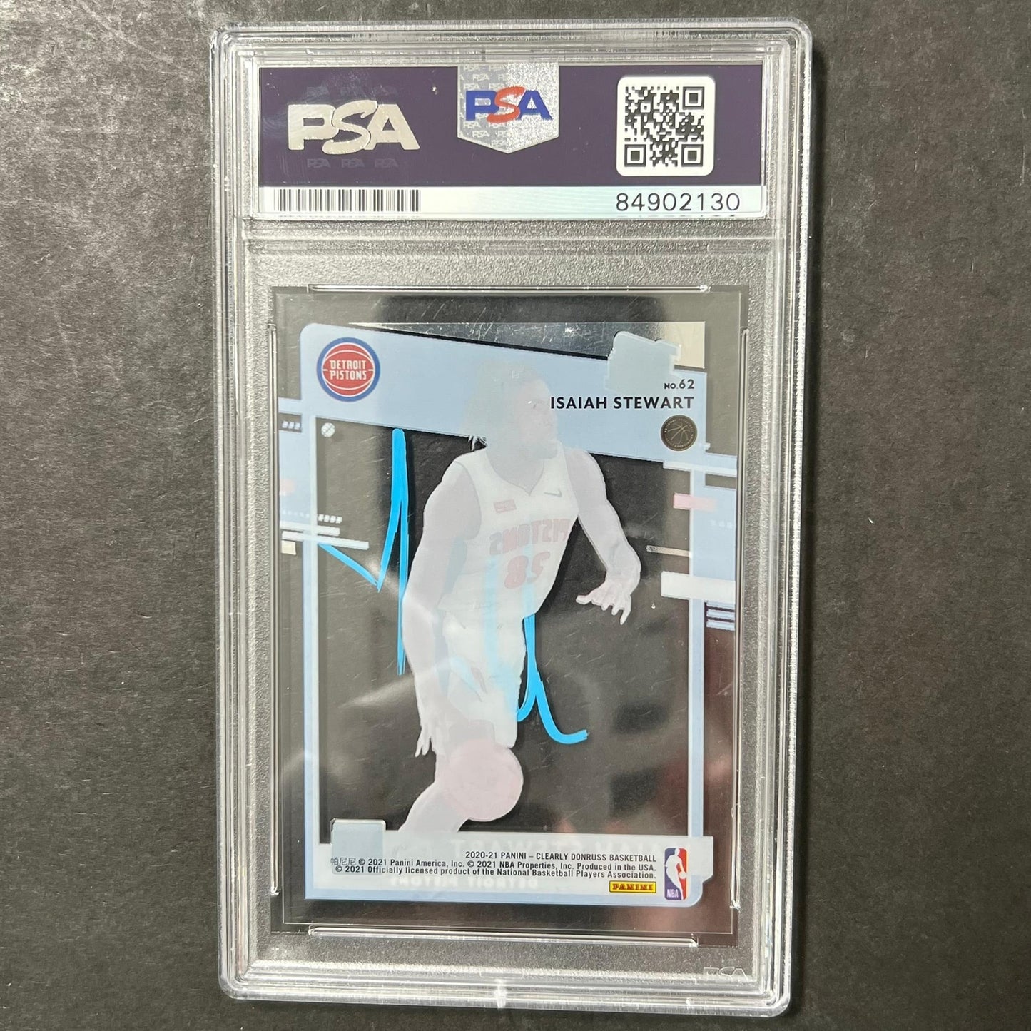 2020-21 Panini Clearly Donruss #62 Isaiah Stewart Signed Card AUTO PSA Slabbed R