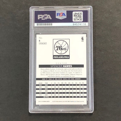 2013-14 NBA Hoops #6 Spencer Hawes Signed Card AUTO PSA/DNA Slabbed 76ers