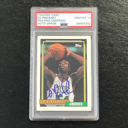 1992-93 Topps #231 Ed Pinckney Signed Card AUTO 10 PSA Slabbed Celtics