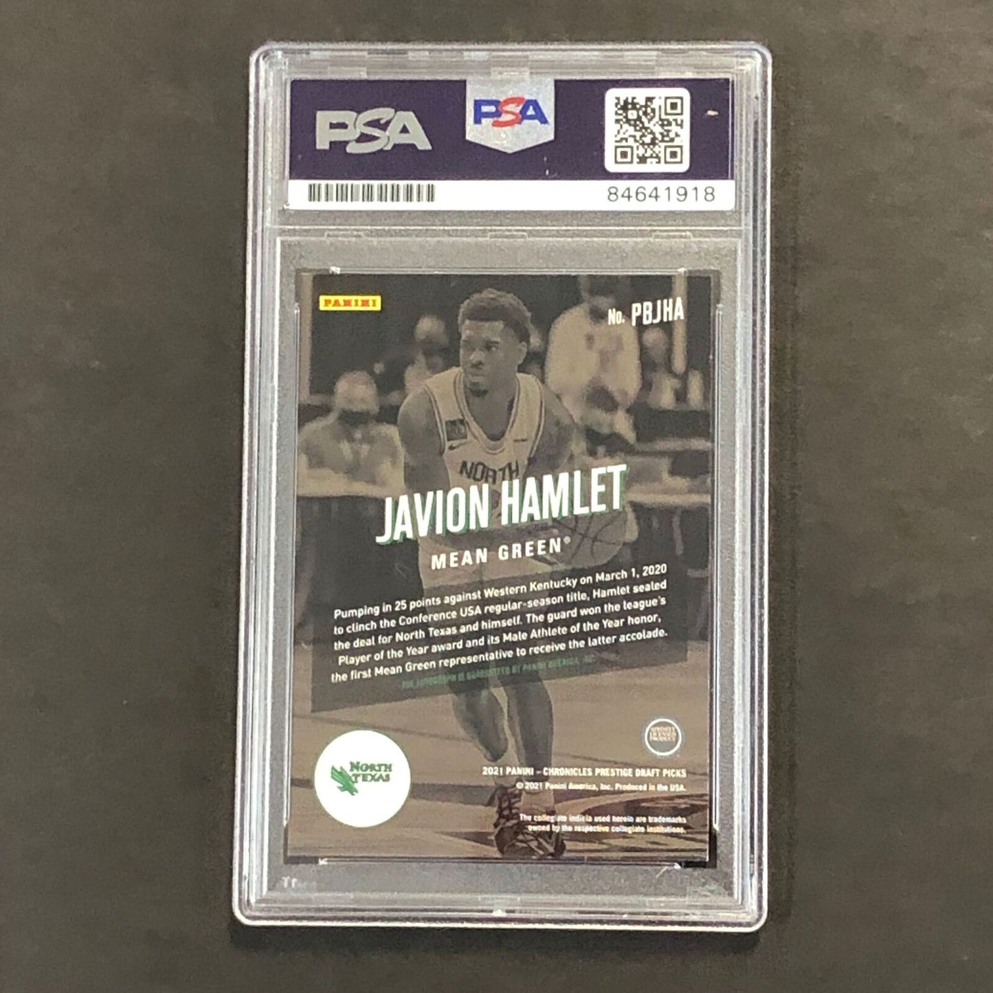 2021 Panini Chronicles Prestige Draft Picks #PBJHA Javion Hamlet Signed Card AUT