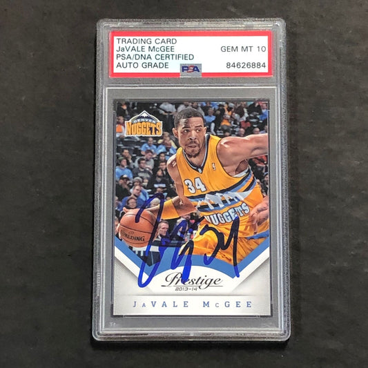 2013-14 Panini Prestige #19 JaVale McGee Signed AUTO 10 PSA Slabbed Nuggets