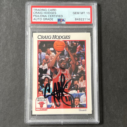 1991-92 NBA Hoops #29 Craig Hodges Signed Card AUTO 10 PSA Slabbed Bulls