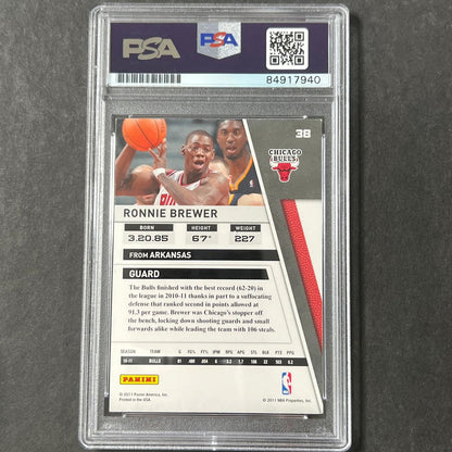 2010-11 Panini #38 Ronnie Brewer Signed Card AUTO PSA Slabbed Bulls