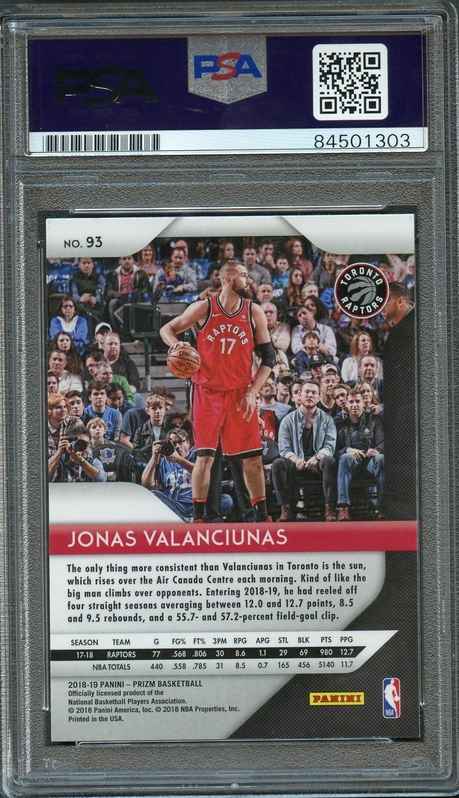 2018-19 Panini Prizm Black #93 Jonas Valanciunas Signed Card AUTO PSA Slabbed To