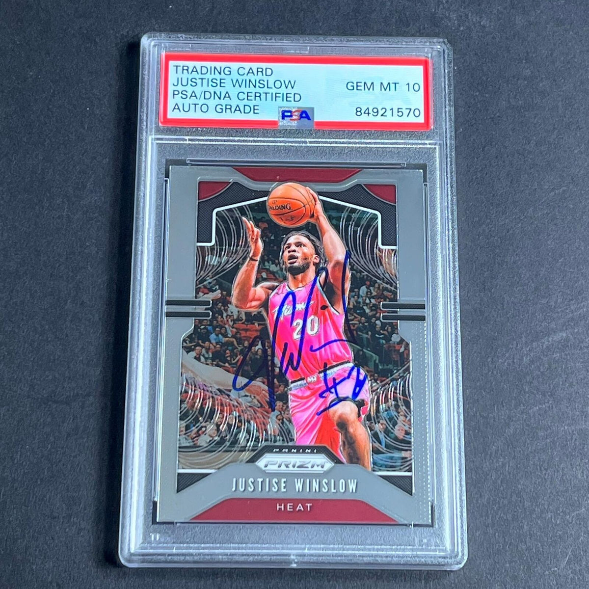2019-20 Panini Prizim #230 Justice Winslow Signed Card AUTO Grade 10 PSA/DNA Sla