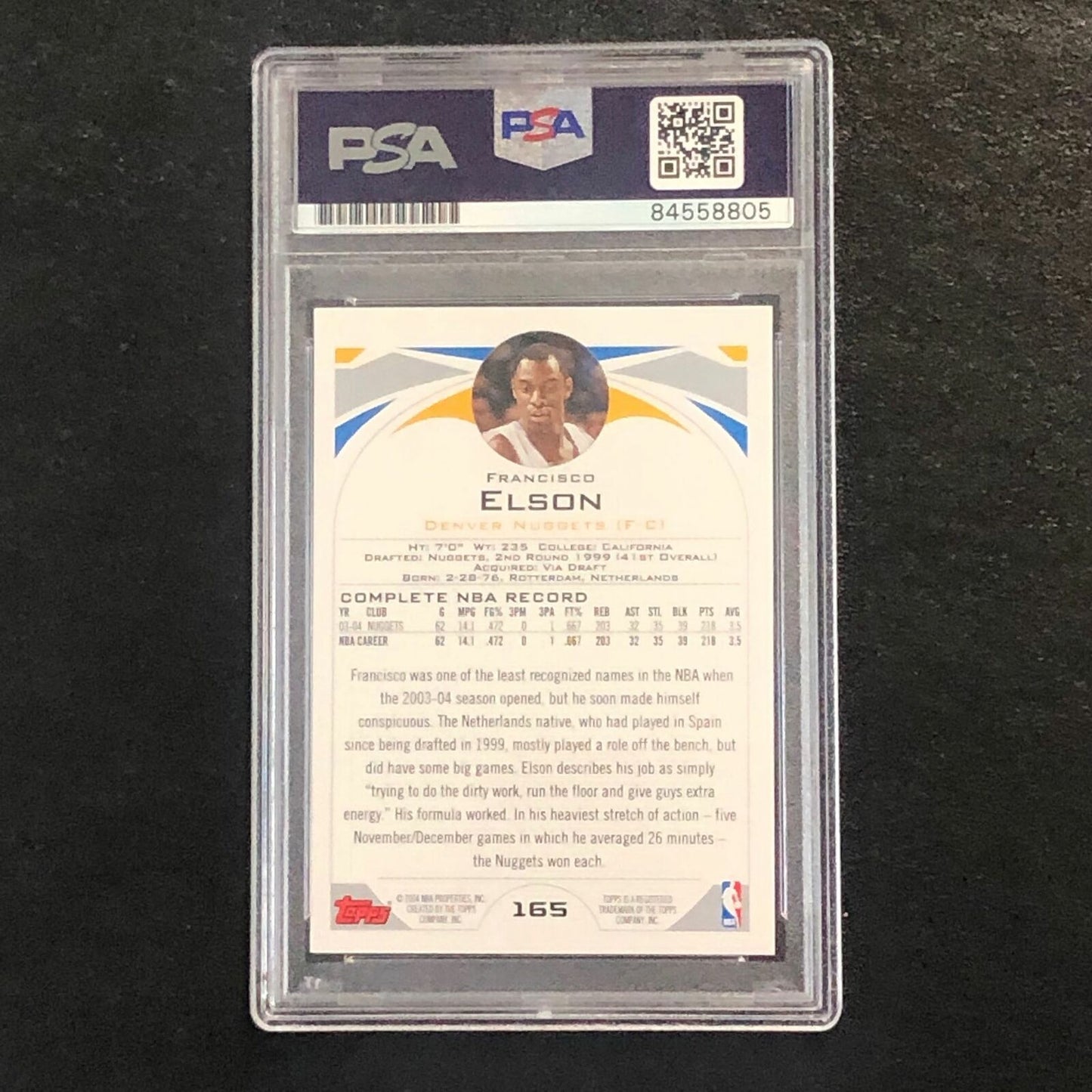 2004-05 Topps #165 Francisco Elson Signed AUTO PSA Slabbed Nuggets