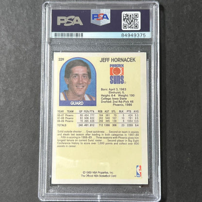 1988-89 NBA Hoops #229 Jeff Hornacek Signed AUTO PSA Slabbed Suns