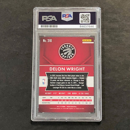 2015 Panini Prizm #310 Delon Wright Signed Card AUTO PSA Slabbed RC Raptors