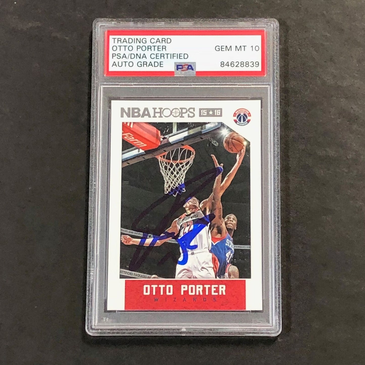 2015-16 NBA Hoops #176 Otto Porter Signed Card AUTO 10 PSA Slabbed Wizards