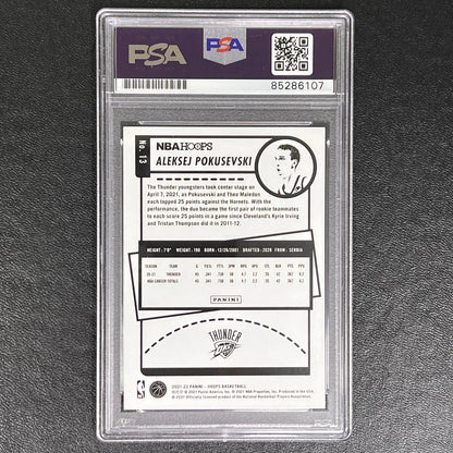 2021-22 Panini NBA Hoops #13 Aleksej Pokusevski Signed Card AUTO PSA/DNA Slabbed