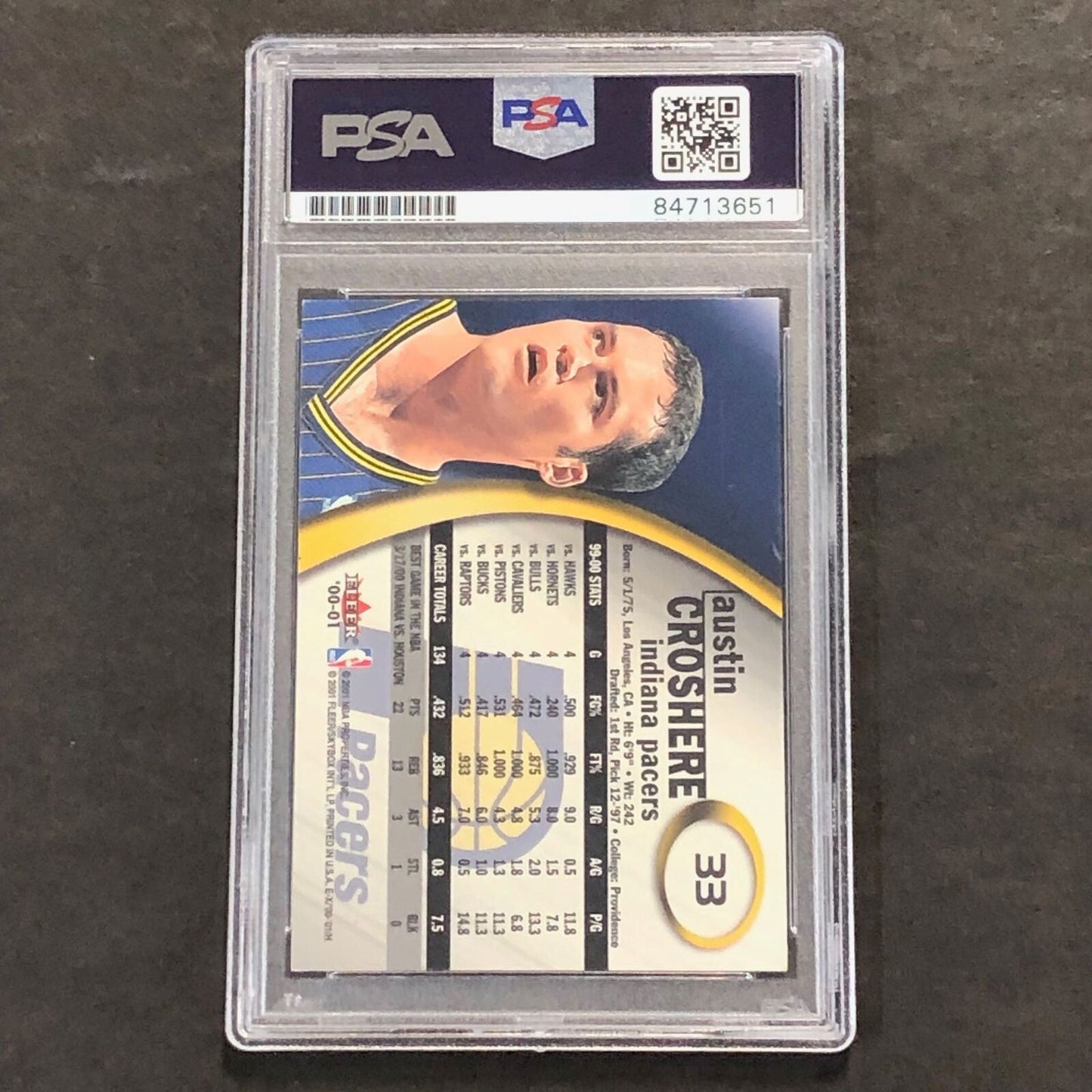 2000-01 Fleer #33 Austin Croshere Signed Card AUTO PSA Slabbed Pacers