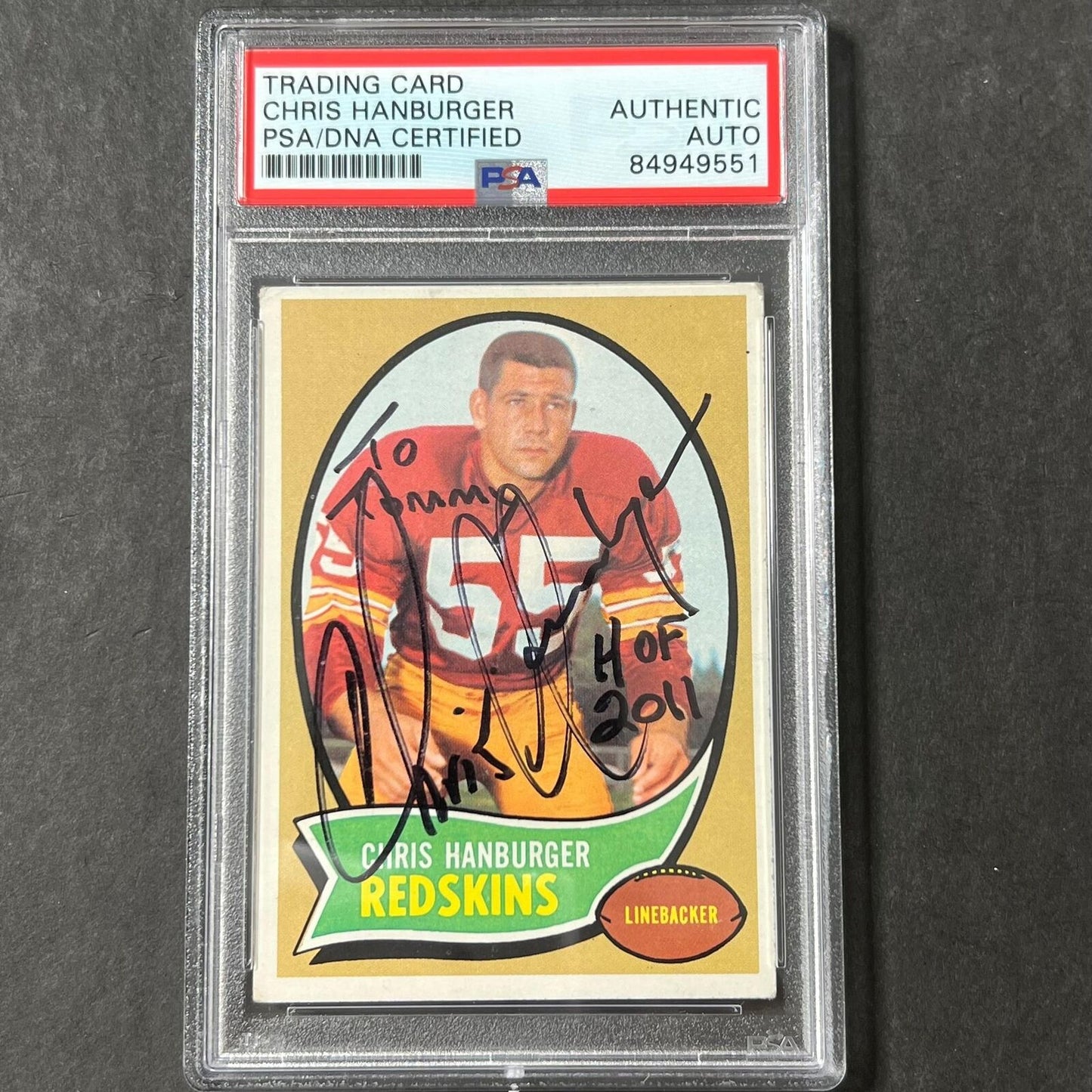 1965 Topps #93 Chris Hanburger Signed Card AUTO PSA slabbed Washington Football