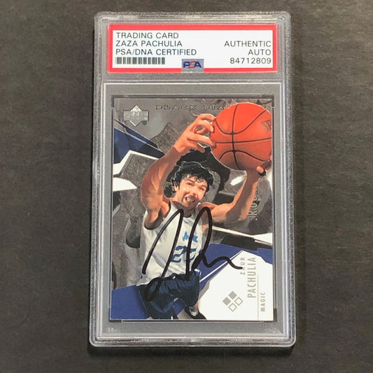 2003-04 Upper Deck Black Diamond #124 Zaza Pachulia Signed Card AUTO PSA Slabbed