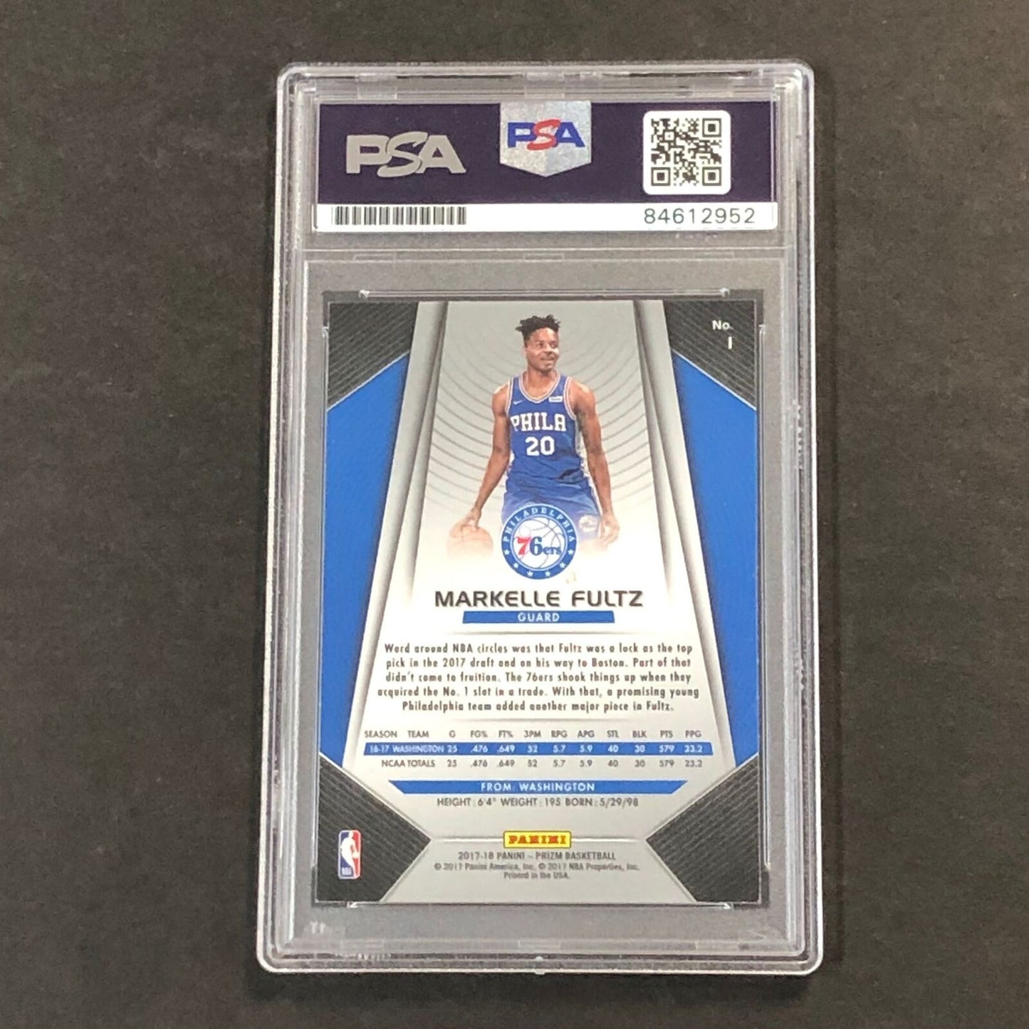 2017-18 Panini Prizm #1 Markelle Fultz Signed Card PSA Slabbed RC 76ers