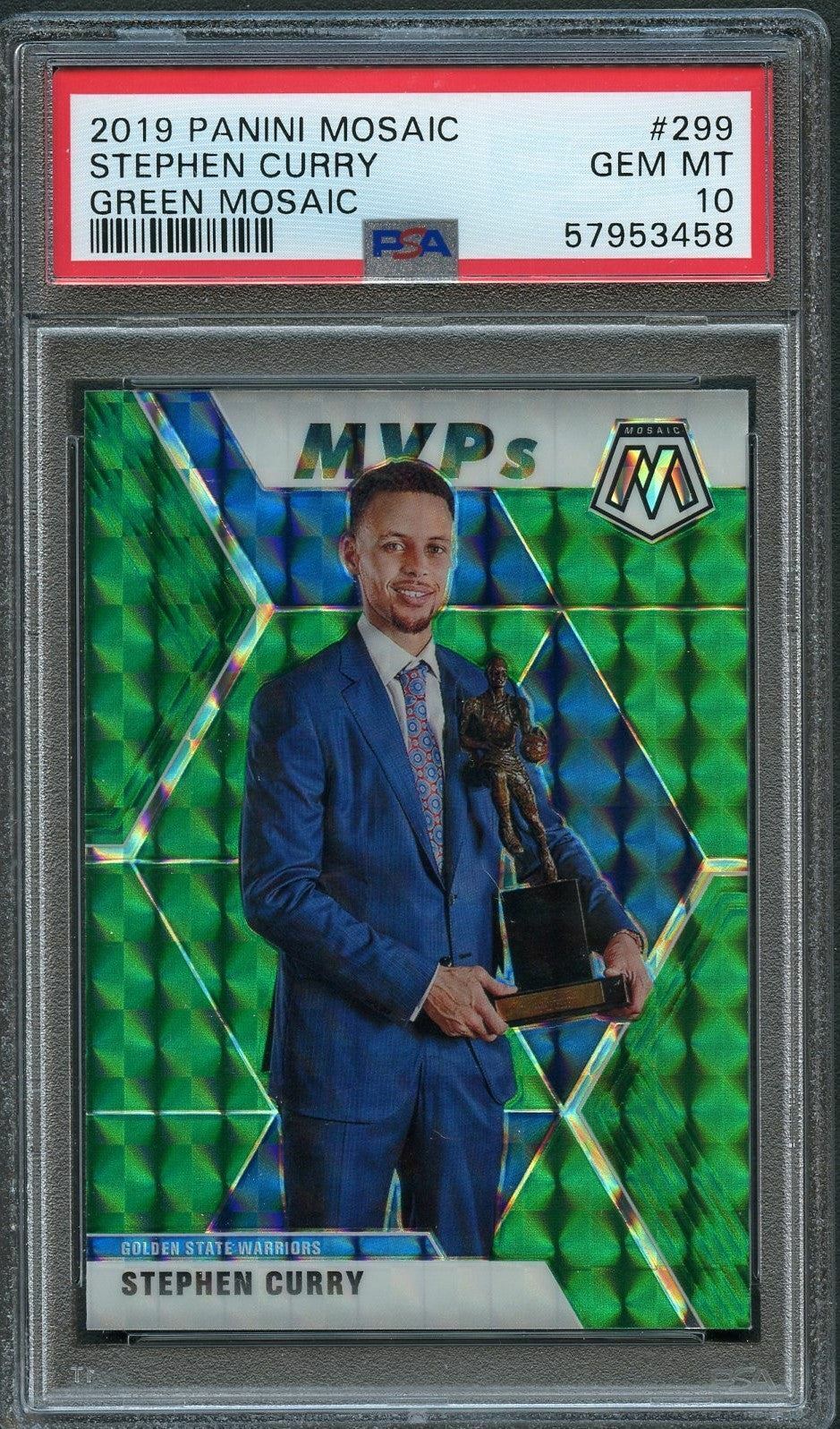 2019-20 Mosaic MVP Green #299 STEPHEN CURRY PSA 10 Warriors