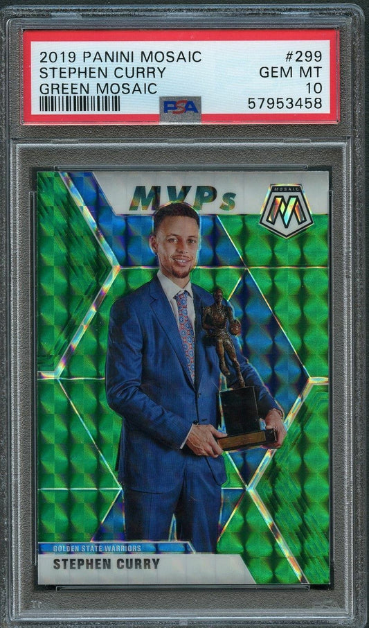 2019-20 Mosaic MVP Green #299 STEPHEN CURRY PSA 10 Warriors
