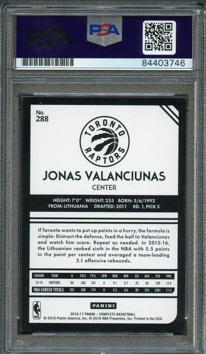 2016-17 Panini Complete #288 Jonas Valanciunas Signed Card AUTO PSA Slabbed Toro