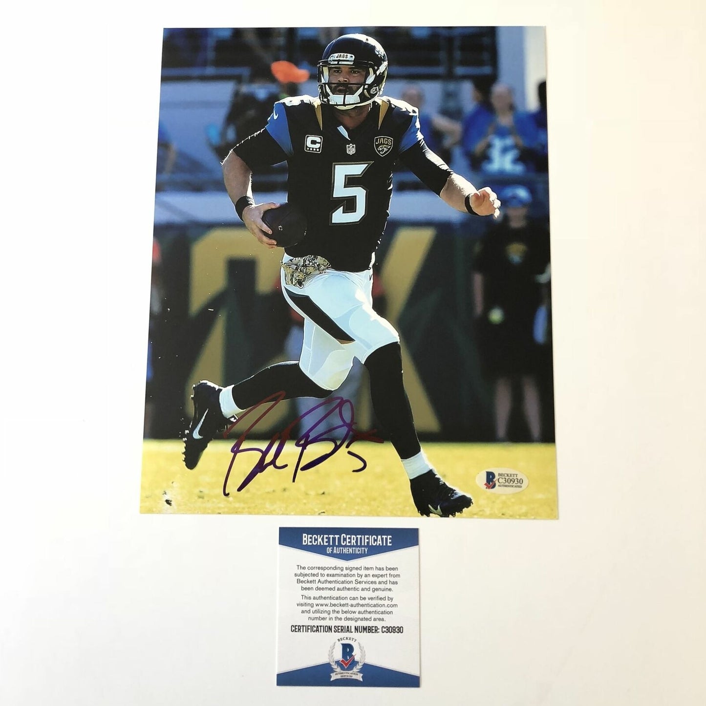 Blake Bortles signed 8x10 photo BAS Beckett Jacksonville Jaguars Autographed