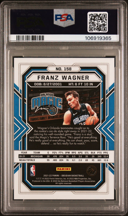 2021 Panini Obsidian #158 Franz Wagner E E Asia signed card PSA 9 Auto A
