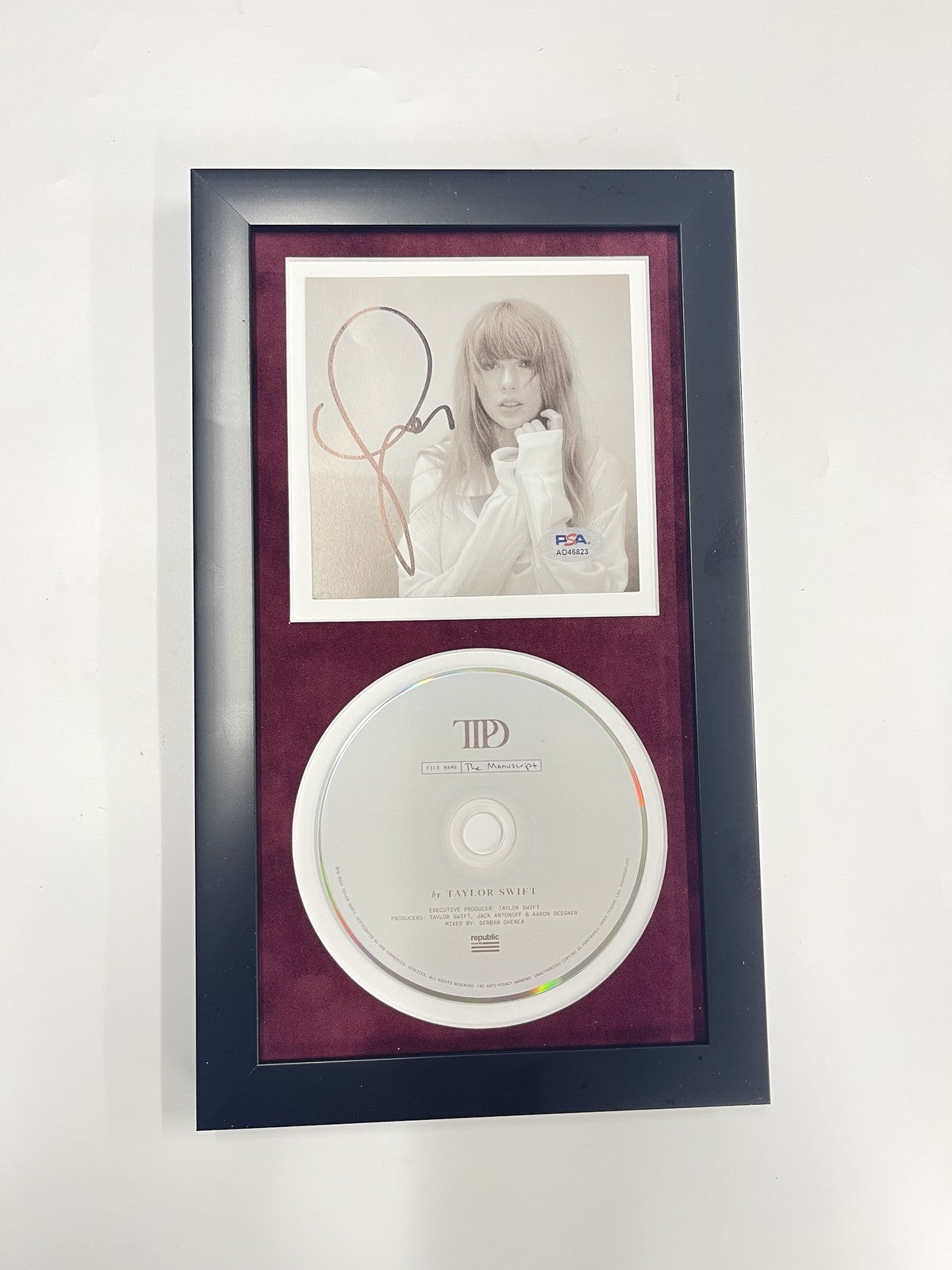 Taylor Swift Signed CD Cover Framed PSA/DNA The Tortured Poets Department TTPD