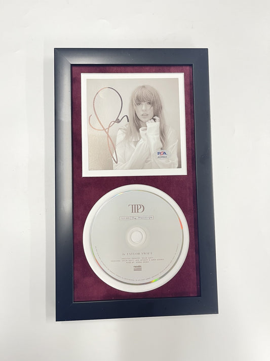 Taylor Swift Signed CD Cover Framed PSA/DNA The Tortured Poets Department TTPD
