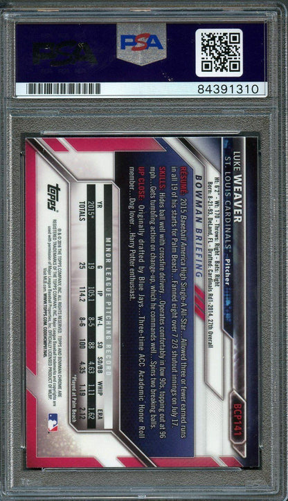 2016 Bowman Chrome #BP141 Luke Weaver Signed Card PSA Slabbed Auto Cardinals