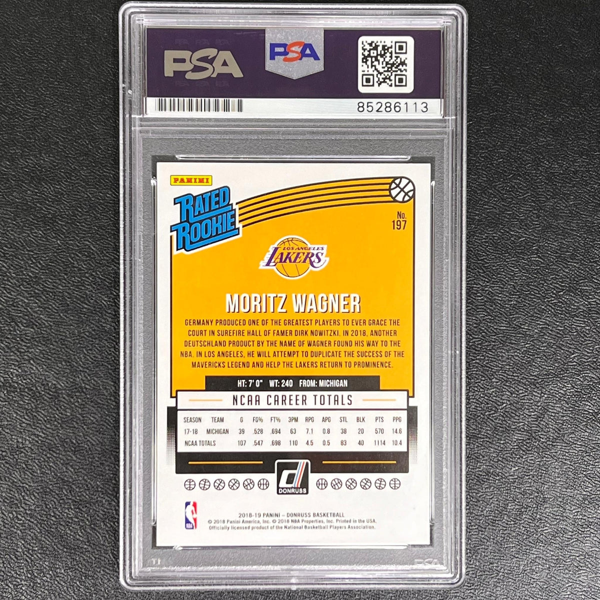2018-19 Panini Donruss Rated Rookie #197 Moritz Wagner Signed Card AUTO PSA/DNA