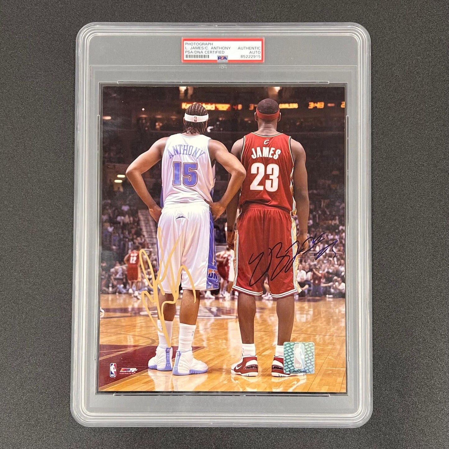 LeBron James & Carmelo Anthony Signed 8x10 PSA Slabbed Autographed