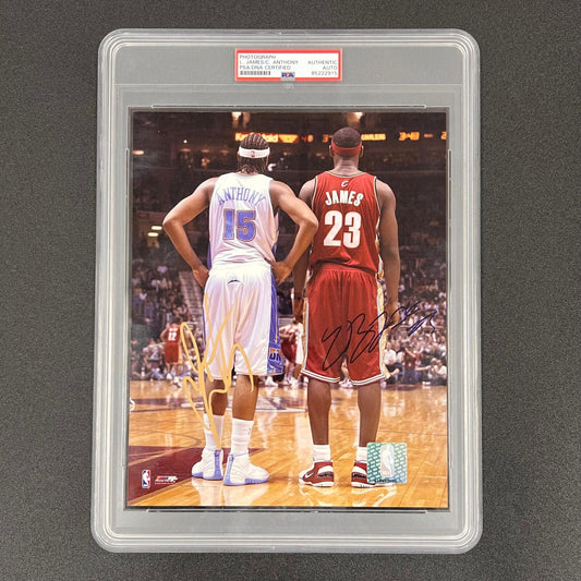 LeBron James & Carmelo Anthony Signed 8x10 PSA Slabbed Autographed