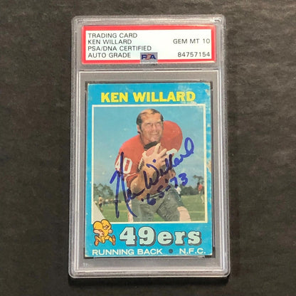 1971 Topps #129 Ken Willard Signed Card AUTO 10 PSA Slabbed 49ers