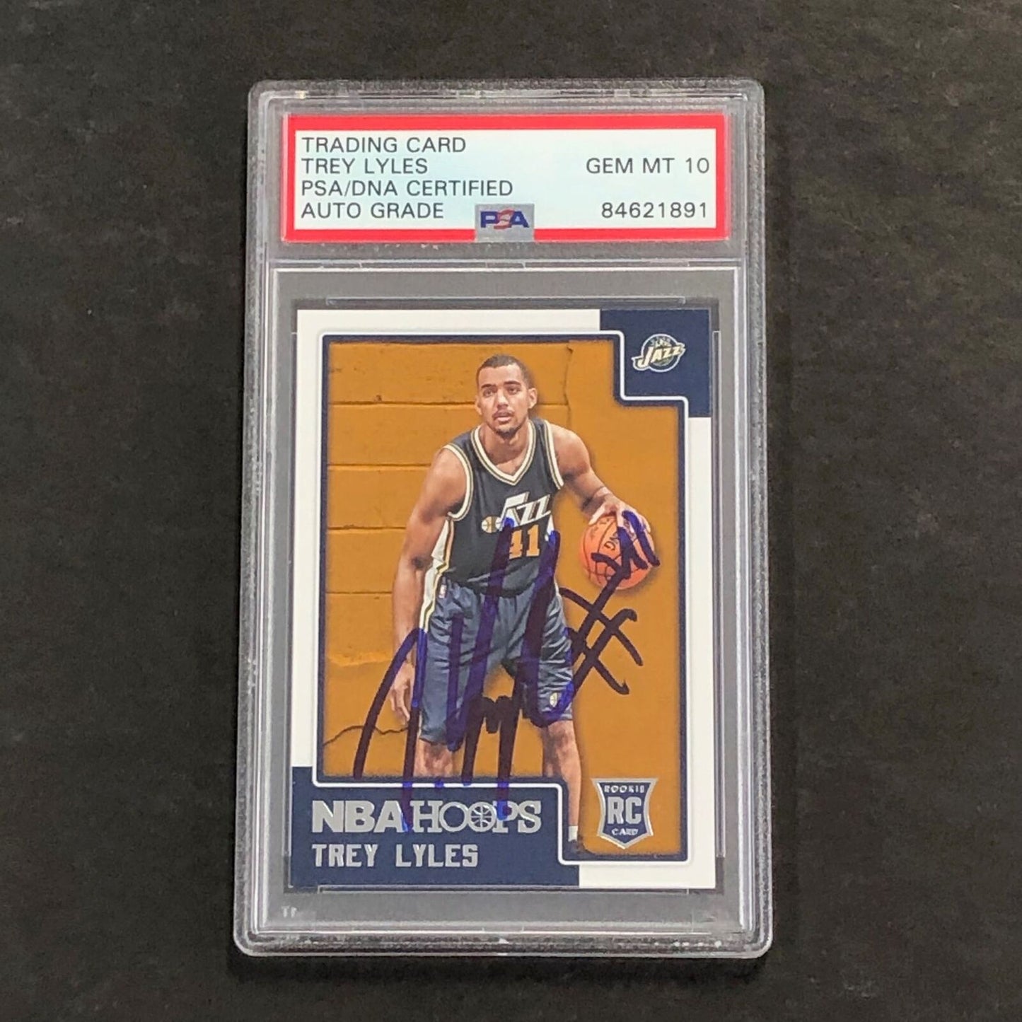 2015-16 NBA Hoops #263 Trey Lyles Signed AUTO 10 PSA Slabbed RC Jazz