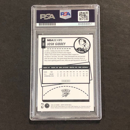 2021-22 NBA Hoops #202 Josh Giddey Signed Card AUTO PSA Slabbed RC Thunder