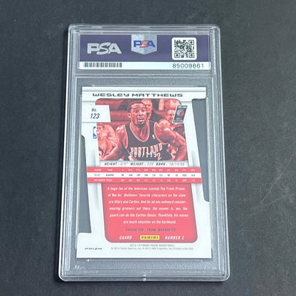 2013-14 Panini Prizm #123 Wesley Matthews Signed Card AUTO PSA Slabbed Trailblaz
