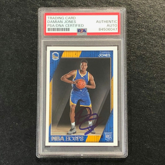 2016-17 NBA Hoops #286 Damian Jones Signed Card AUTO PSA/DNA Slabbed GSW RC