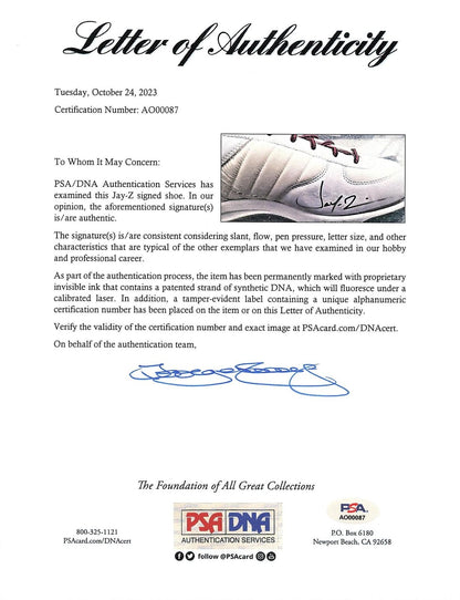 Jay-Z signed Adidas Shoe PSA/DNA Autographed Musician