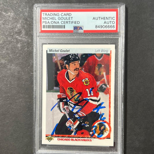 1990-91 Upper Deck #133 Michel Goulet Signed Card AUTO PSA slabbed Blackhawks