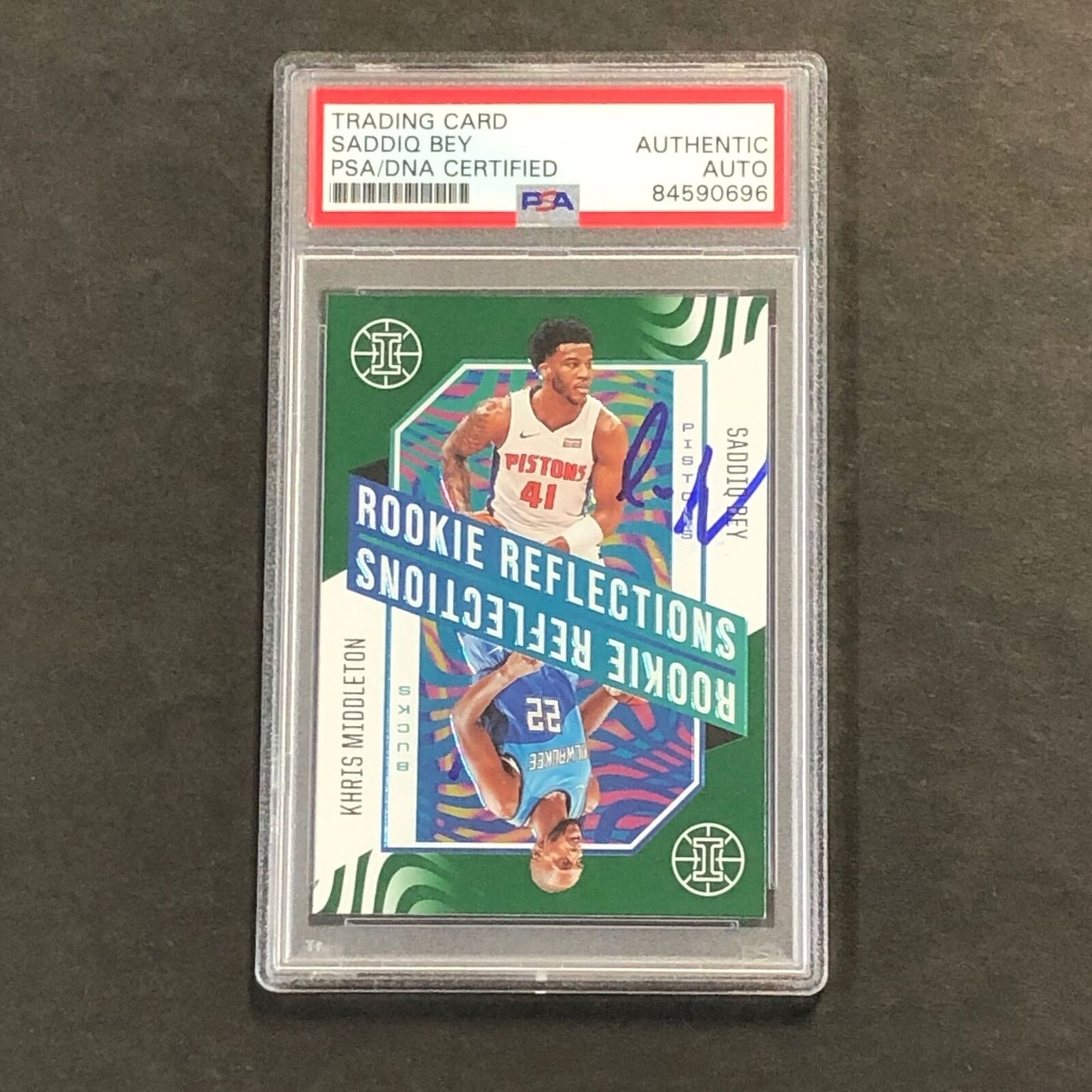 2020-21 Panini Illusions Rookie Reflections #6 Saddiq Bey Signed Card AUTO PSA S