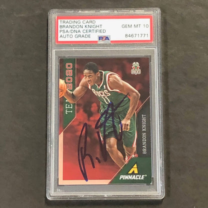 2013-14 NBA Pinnacle #3 Brandon Knight Signed Card AUTO 10 PSA Slabbed Bucks