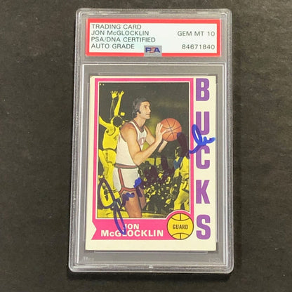 1969-70 Topps #37 Jon McGlocklin Signed Card PSA Slabbed Auto 10 Bucks